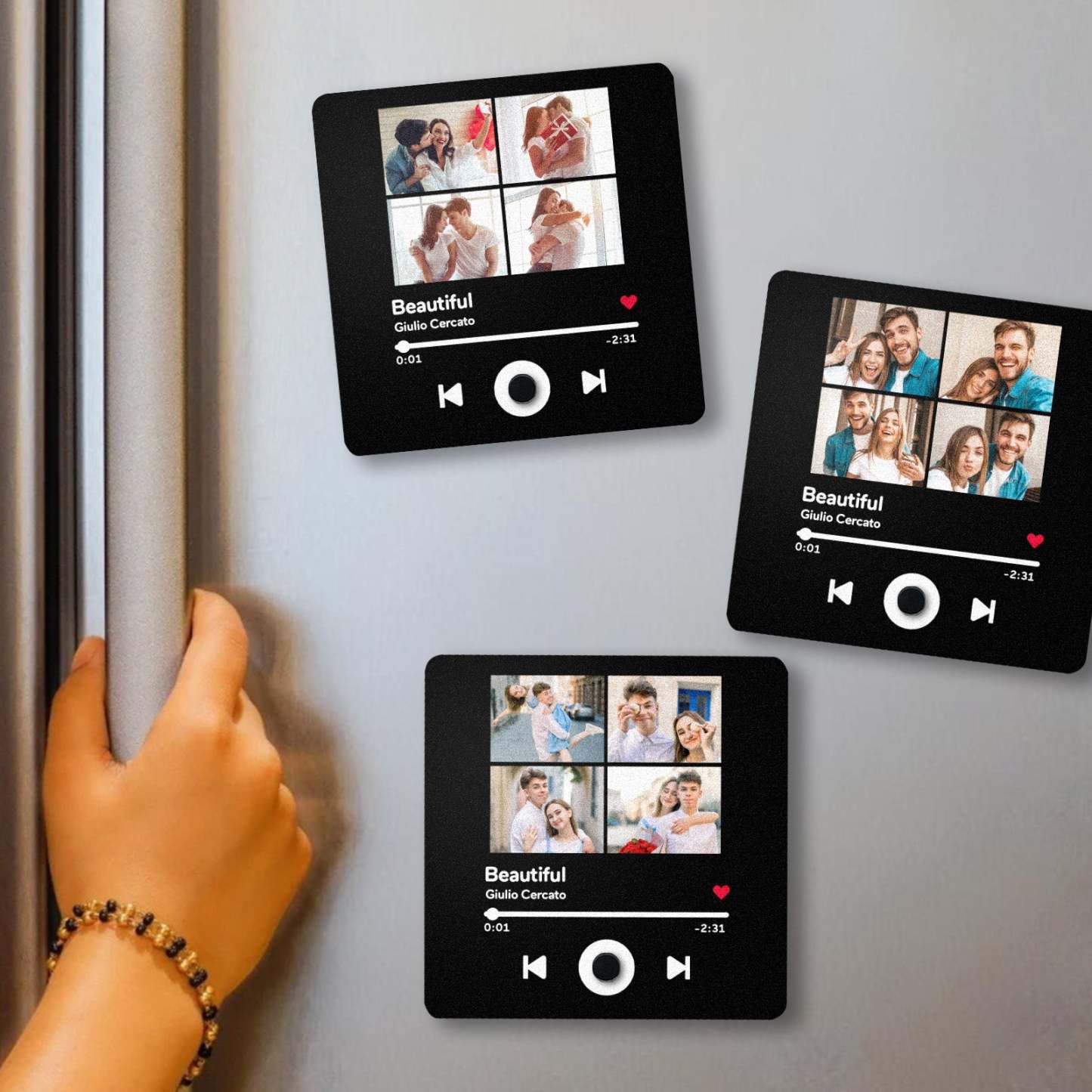 Customized Music Fridge Magnet Personalised Multiple Photo Fridge Magnet Can Play Songs - MyFaceSocksAU