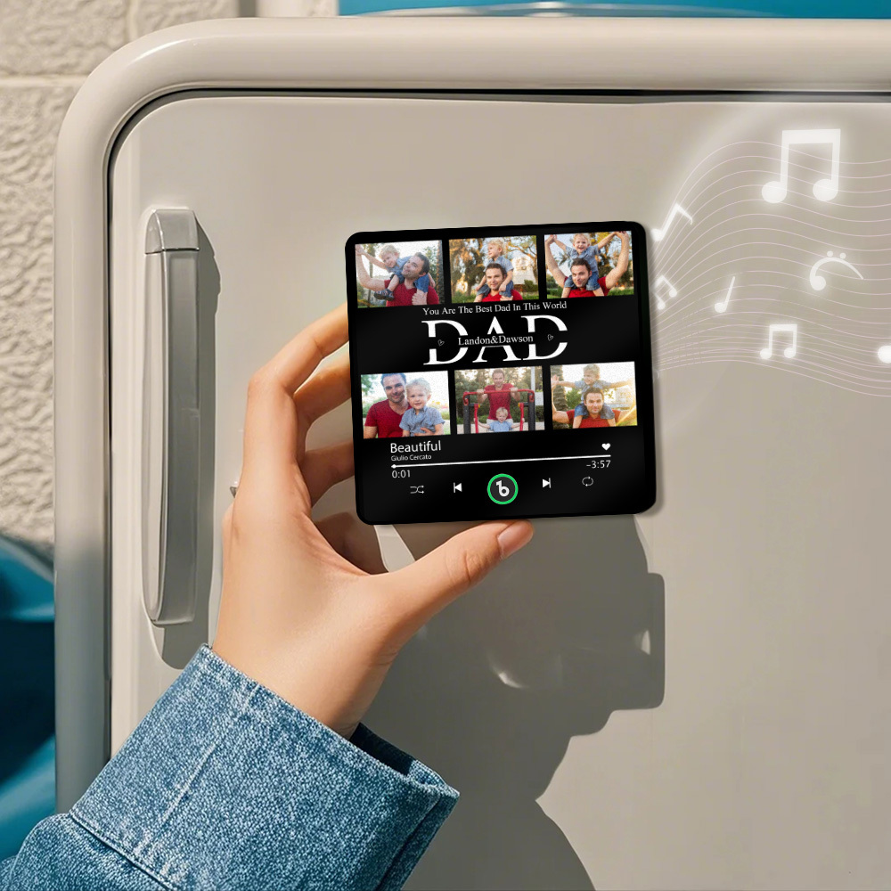 Custom Music Fridge Magnets Custom Music Fridge Magnet Colorful Frame Album Fridge Magnet Can Play Songs Gift for Dad - MyFaceSocksAU