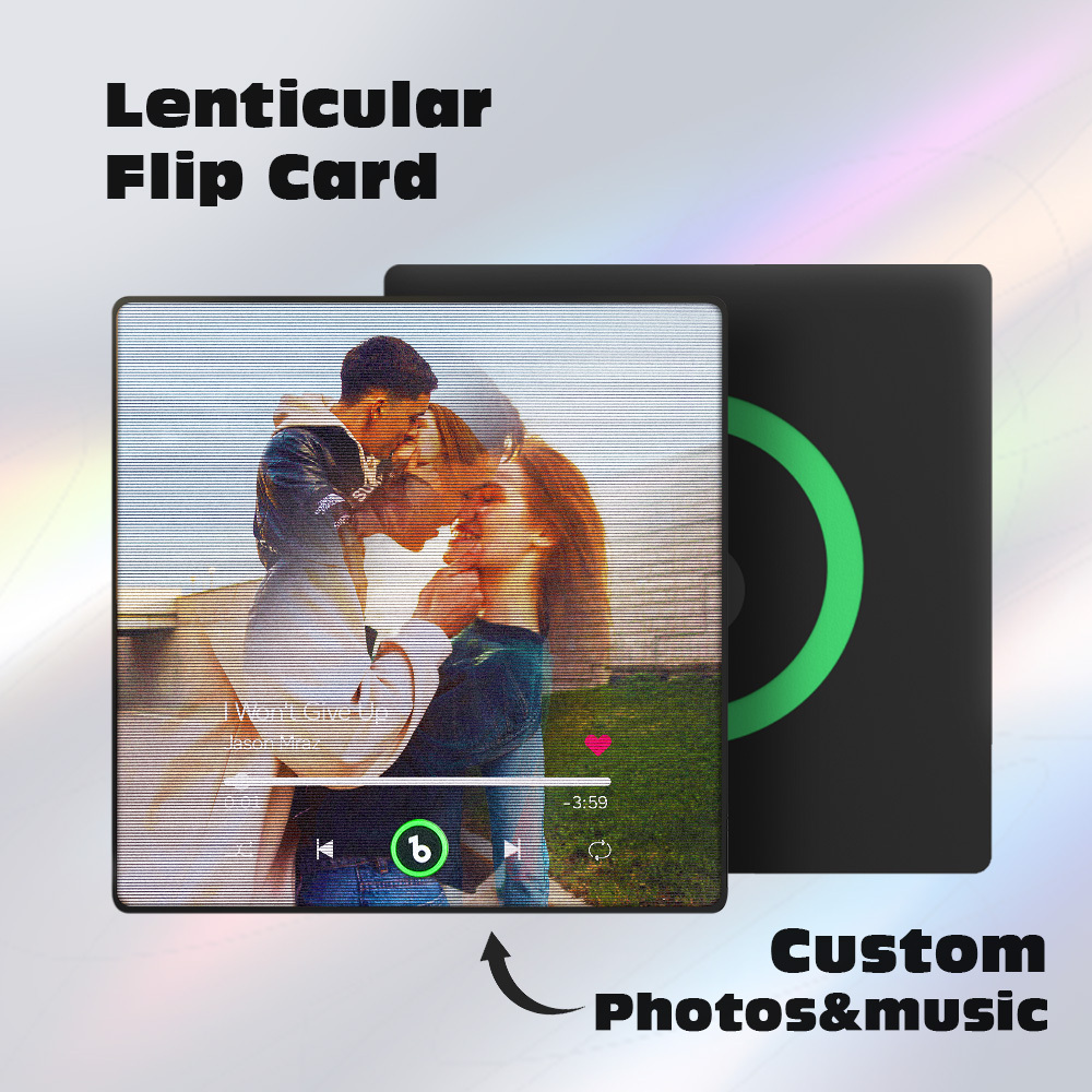 Custom Lenticular Flip Music Fridge Magnet Personalized 2 Photos in 1 Album Fridge Magnet Father's Day Gift - MyFaceSocksAU