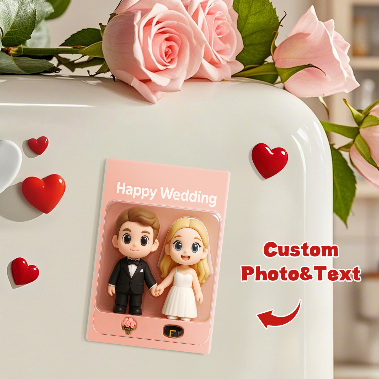 Full Body Custom 3D Effect Action Figure Pack Packaging Toy Box Style Art Gift Personalized Acrylic Fridge Magnets Couple's Gifts Wedding Gifts - MyFaceSocksAU