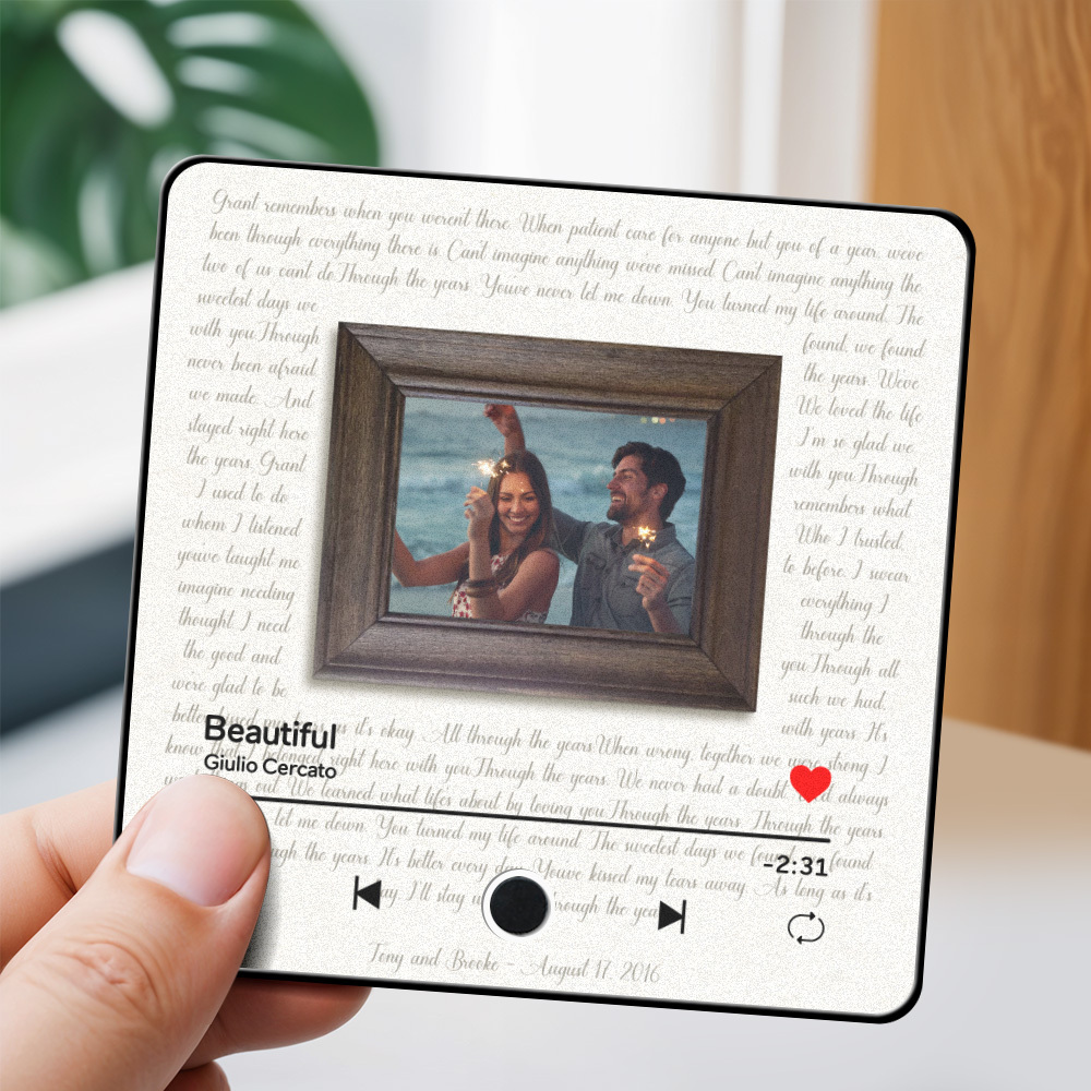 Personalized Couple Photo Album Fridge Magnet Music Can Be Played Without Cell Phone Music Fridge Magnet Pro - MyFaceSocksAU