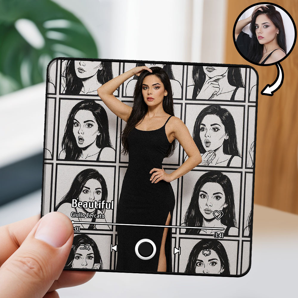 Custom Cartoon Portrait Figurine  Real Person to Comic Style Fridge Magnet Music Can Be Played Without Cell Phone Music Cartoon Poster Fridge Magnet - MyFaceSocksAU