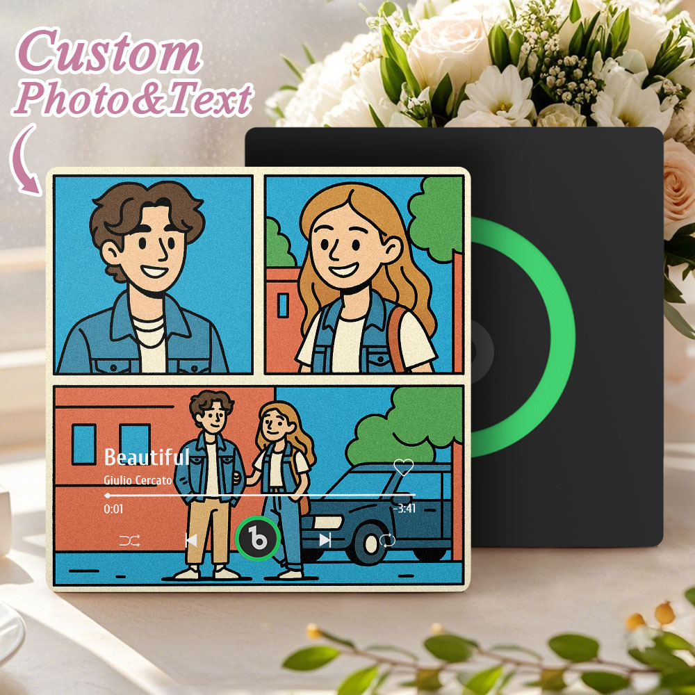 Custom Cartoon Glass Refraction Cartoon Portrait Style Fridge Magnet Music Can Be Played Without Cell Phone Music Cartoon Poster Bluetooth Fridge Magnet - MyFaceSocksAU