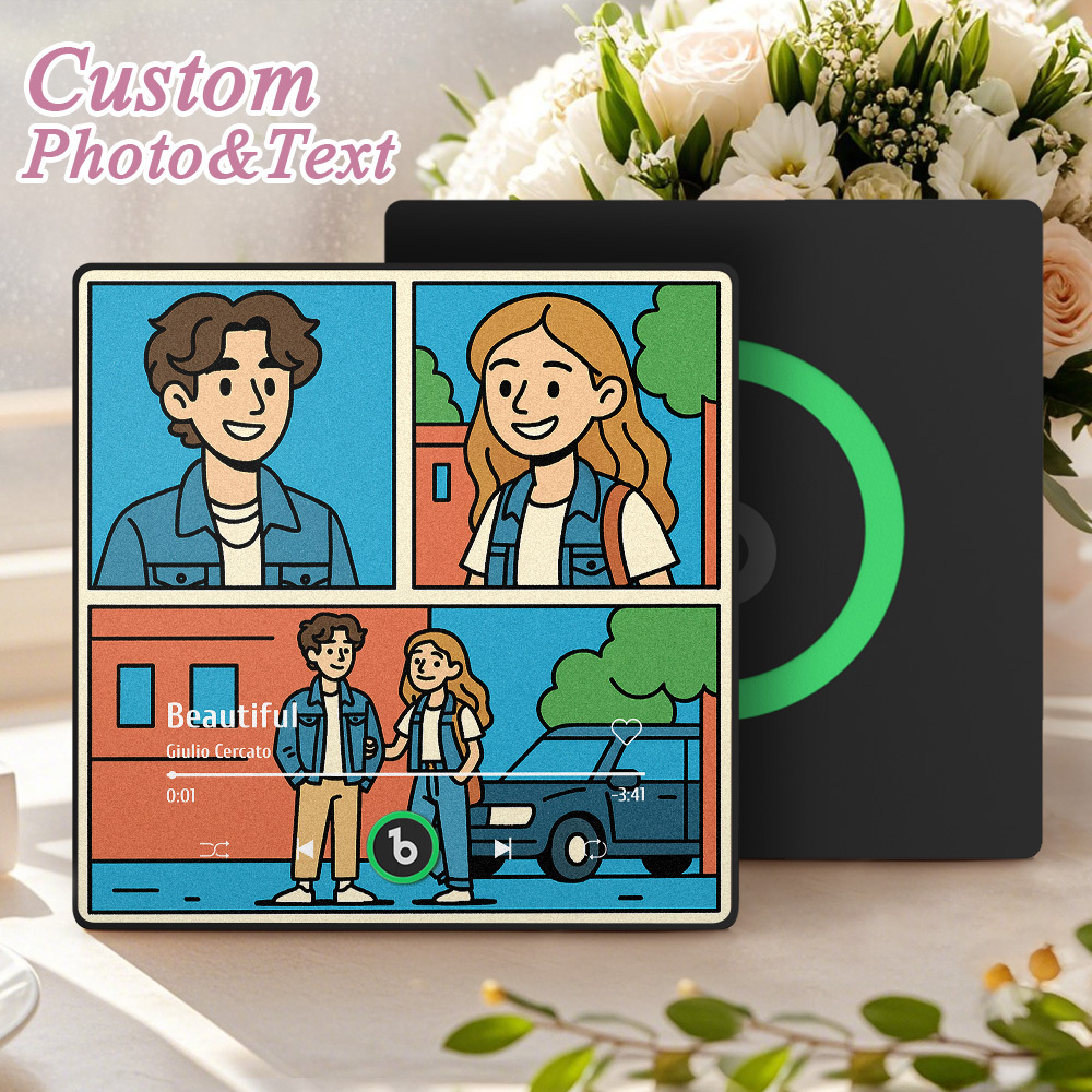 Custom Cartoon Glass Refraction Cartoon Portrait Style Fridge Magnet Music Can Be Played Without Cell Phone Music Cartoon Poster Bluetooth Fridge Magnet - MyFaceSocksAU