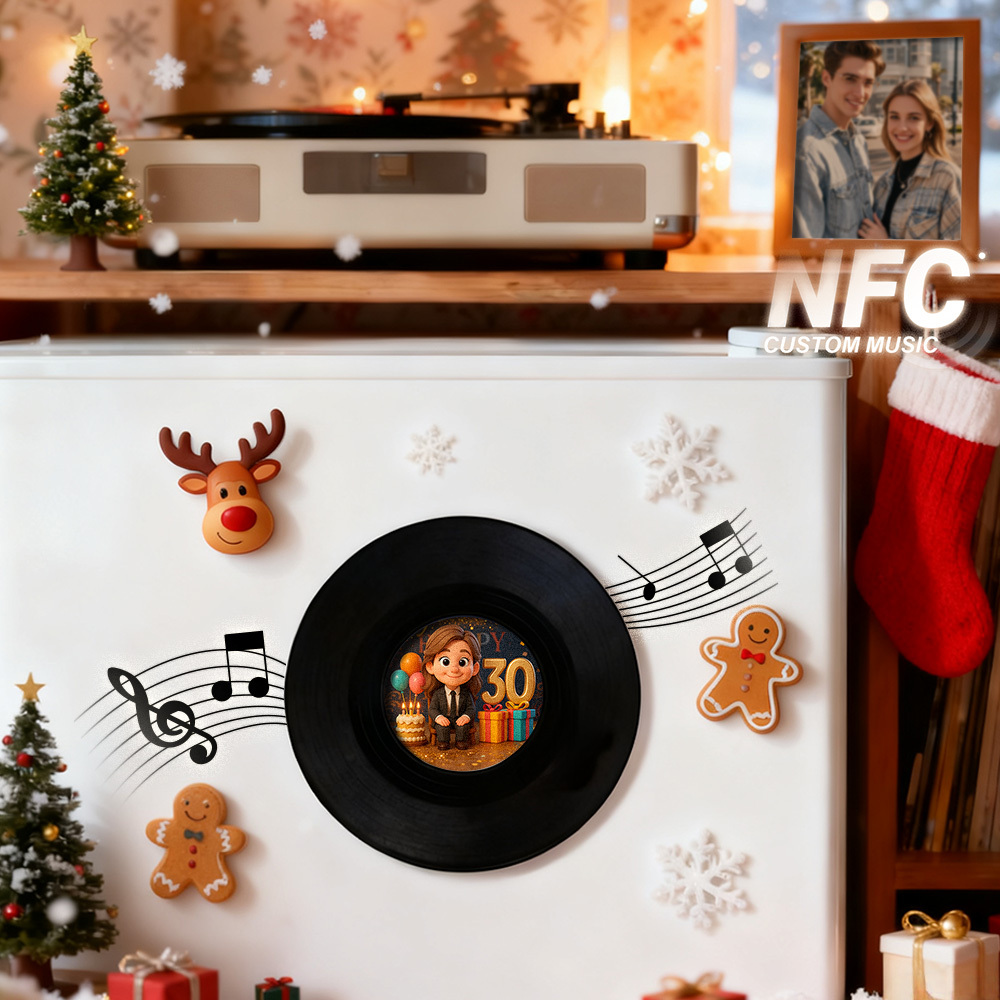 Christmas NFC Music Acrylic Fridge Magnet Custom Music Song Fridge Magnet Personalized Music Fridge Magnet Can Play Songs - MyFaceSocksAU