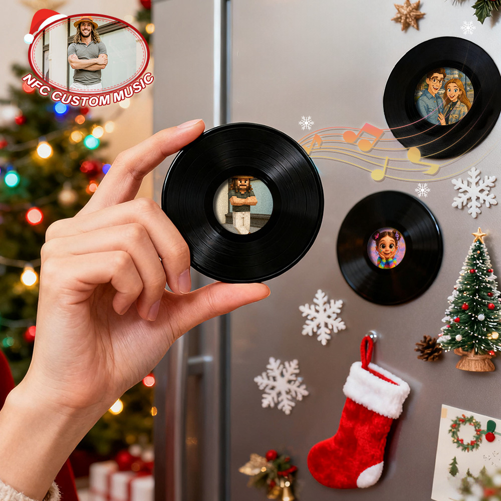 Christmas NFC Music Acrylic Fridge Magnet Custom Music Song Fridge Magnet Personalized Music Fridge Magnet Can Play Songs - MyFaceSocksAU