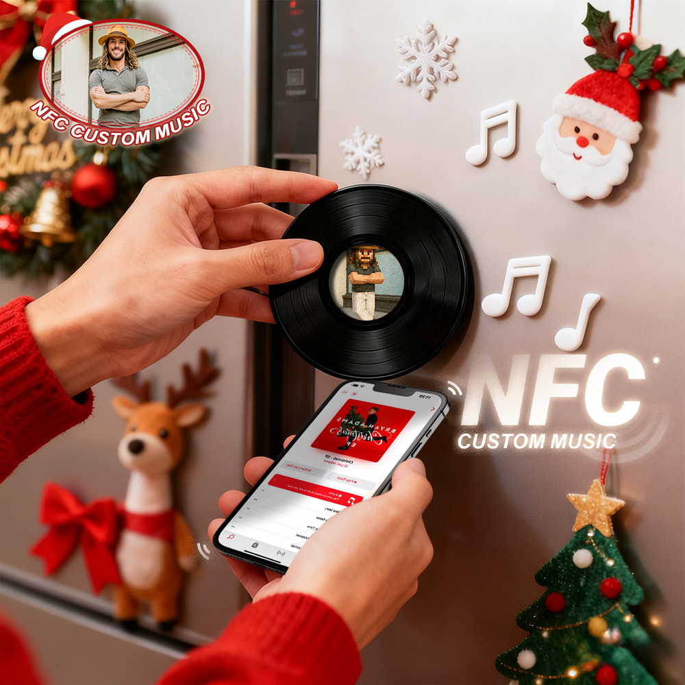 Christmas NFC Music Acrylic Fridge Magnet Custom Music Song Fridge Magnet Personalized Music Fridge Magnet Can Play Songs - MyFaceSocksAU