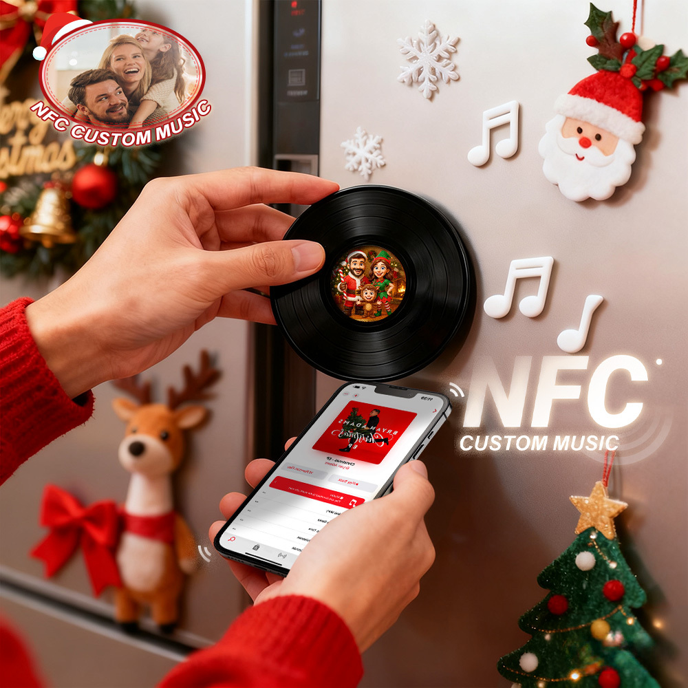 Custom NFC Music Acrylic Fridge Magnet Song Fridge Magnet Personalized Music Fridge Magnet Can Play Songs Christmas Gifts - MyFaceSocksAU