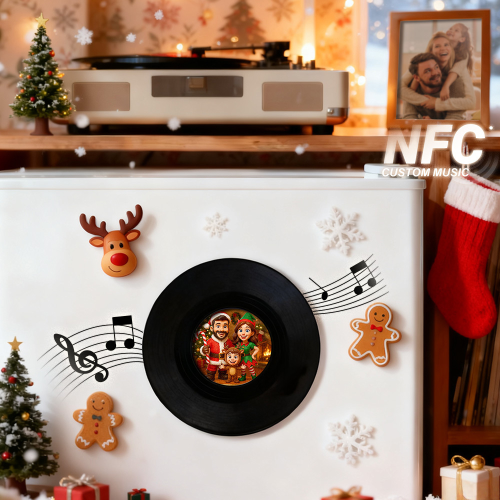 Christmas NFC Music Acrylic Fridge Magnet Custom Music Song Fridge Magnet Personalized Music Fridge Magnet Can Play Songs - MyFaceSocksAU