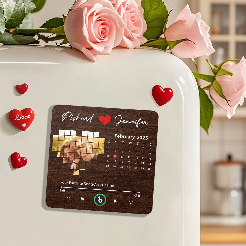 Custom We Are Together Even When We're Apart Fridge Magnet Music Can Be Played Without Cell Phone Music Personalized Name and Photo Bluetooth Fridge Magnet - MyFaceSocksAU