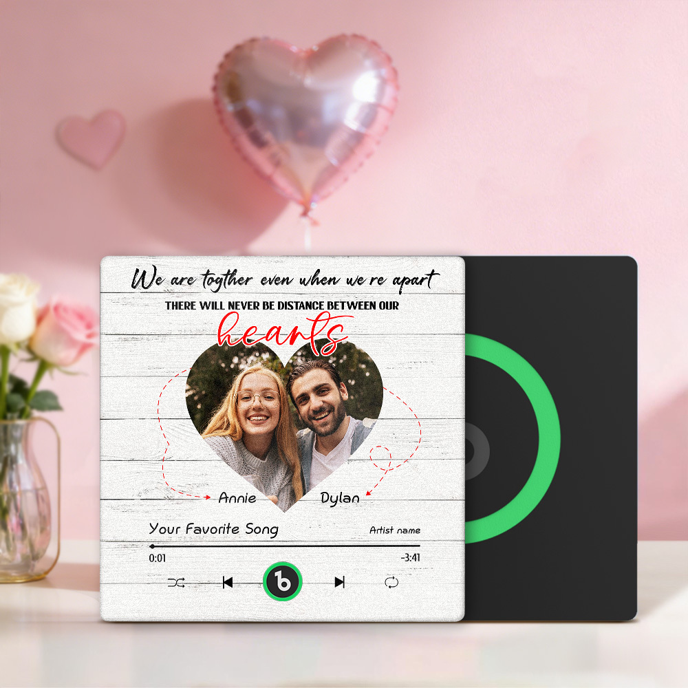 Custom We Are Together Even When We're Apart Fridge Magnet Music Can Be Played Without Cell Phone Music Personalized Name and Photo Bluetooth Fridge Magnet - MyFaceSocksAU