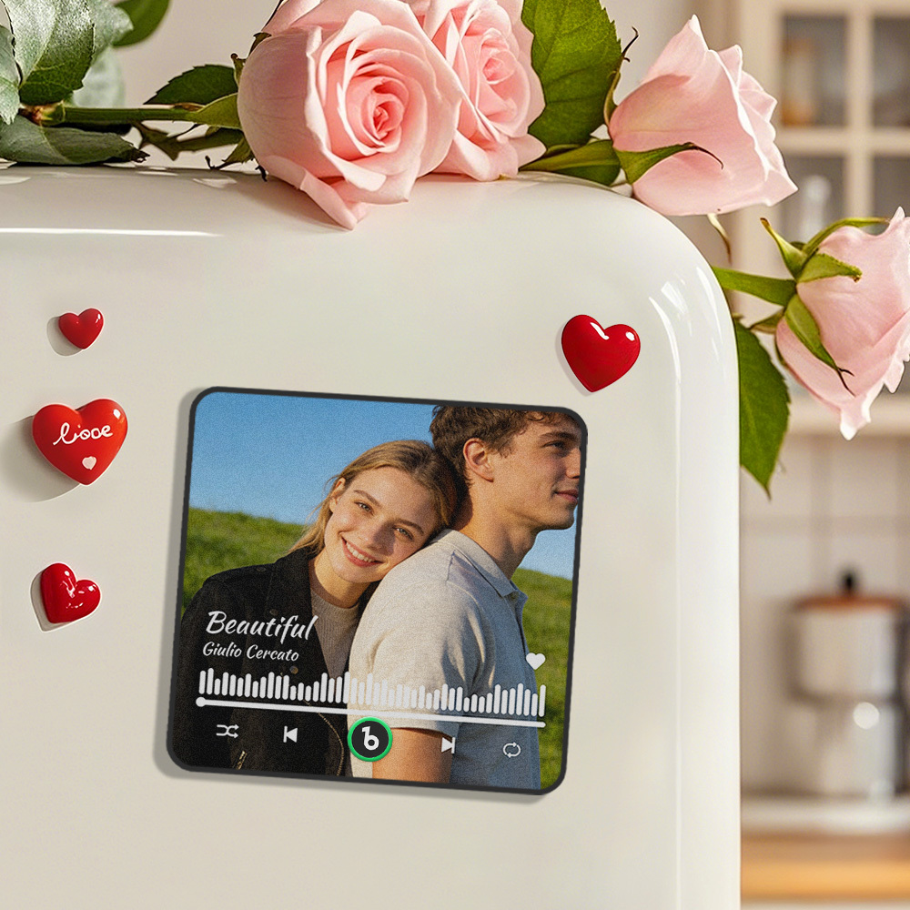 Custom Music Fridge Magnet Love & Infinity Music Album Fridge Magnet Photo Music Wall Photo Music Movement That Can Be Played Valentine's Day Gifts Gift Idea - MyFaceSocksAU
