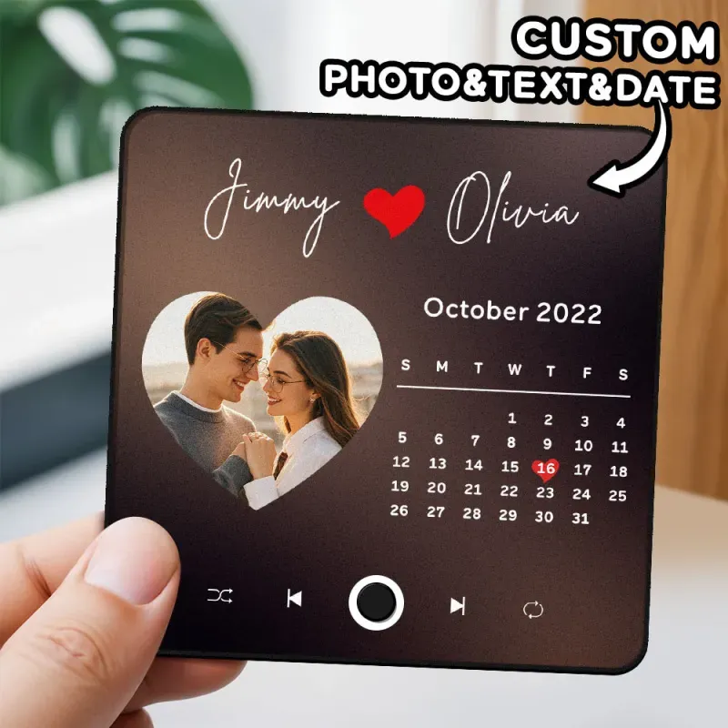 Custom Photo Album Music Fridge Magnet Heart Photo Custom Phone Music Fridge Magnet Pro Valentine Gift For Couple-MyFaceSocksAu