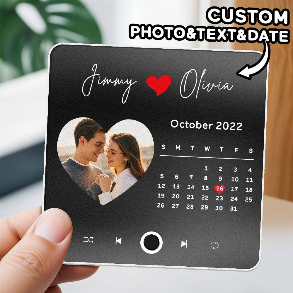 Custom Photo Album Music Fridge Magnet Heart Photo Custom Phone Music Fridge Magnet Pro Valentine Gift For Couple-MyFaceSocksAu