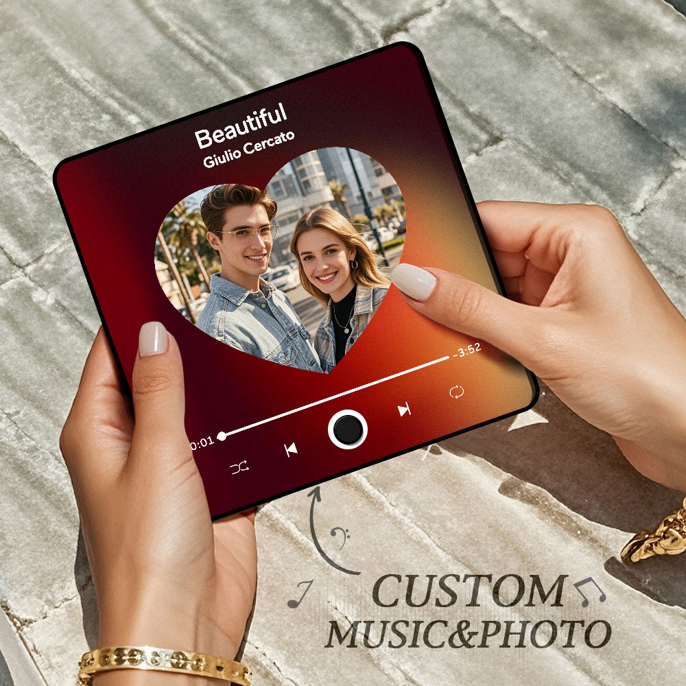 Custom Multi Photo Album Music Fridge Magnet  Photo and Text Music Fridge Personalized Phone Music Fridge Magnet Pro - MyFaceSocksAU