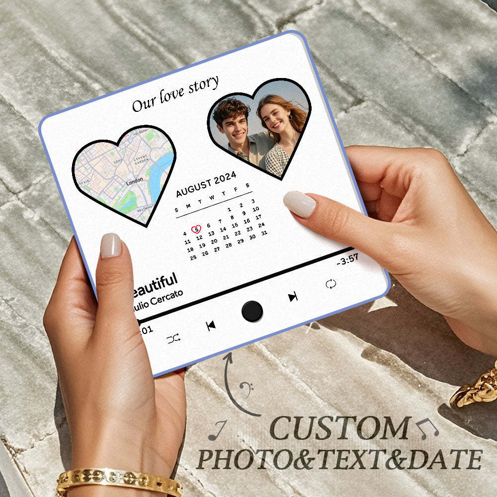 Custom Photo Album Music Fridge Magnet Heart Photo Custom Phone Music Fridge Magnet Pro Valentine Gift For Couple-MyFaceSocksAu