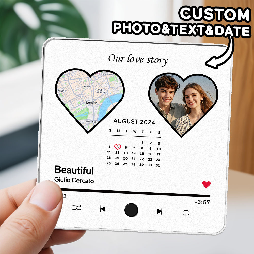 Custom Photo Album Music Fridge Magnet Heart Photo Custom Phone Music Fridge Magnet Pro-MyFaceSocksAu