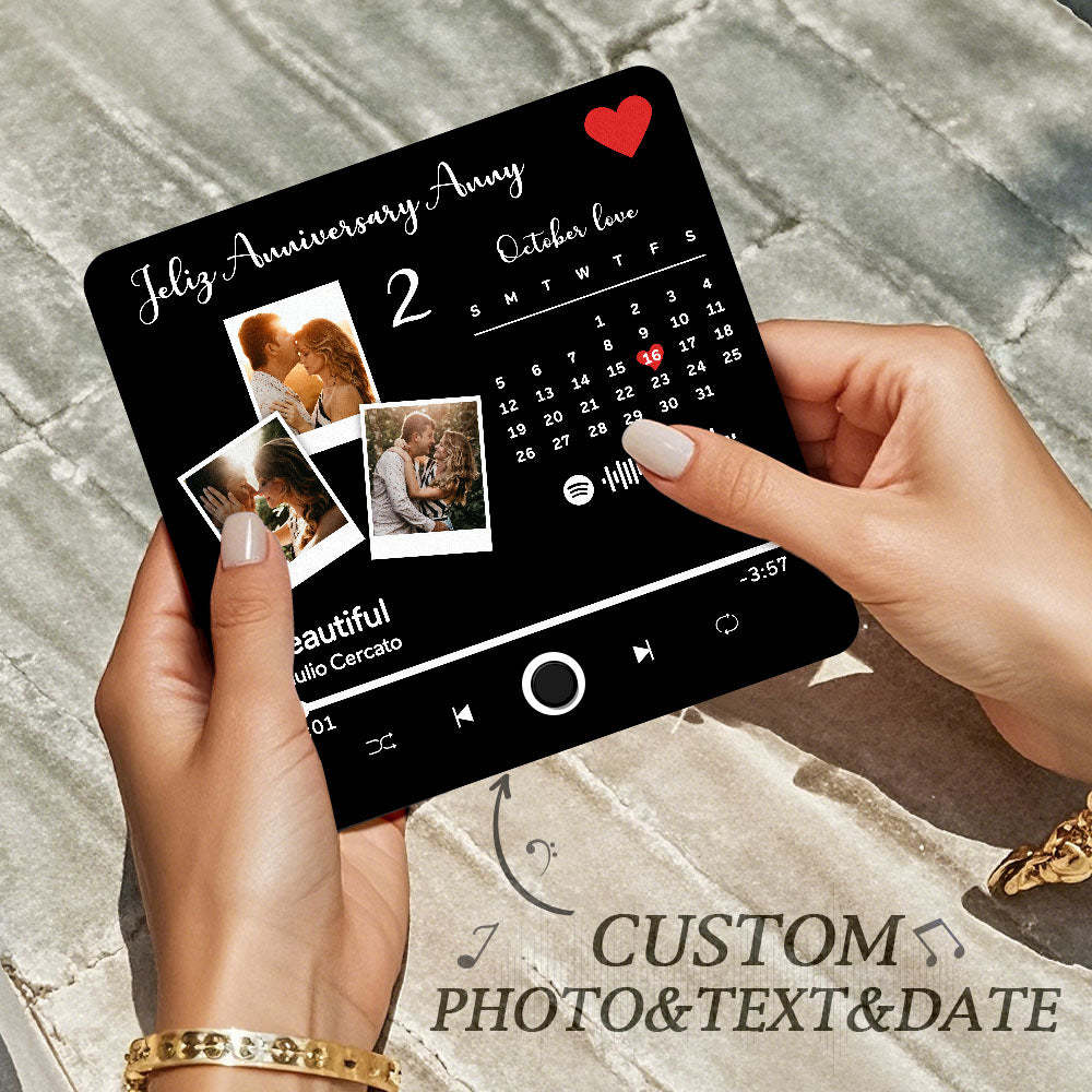 Custom Photo Album Music Fridge Magnet Heart Photo Custom Phone Music Fridge Magnet Pro Valentine Gift For Couple-MyFaceSocksAu