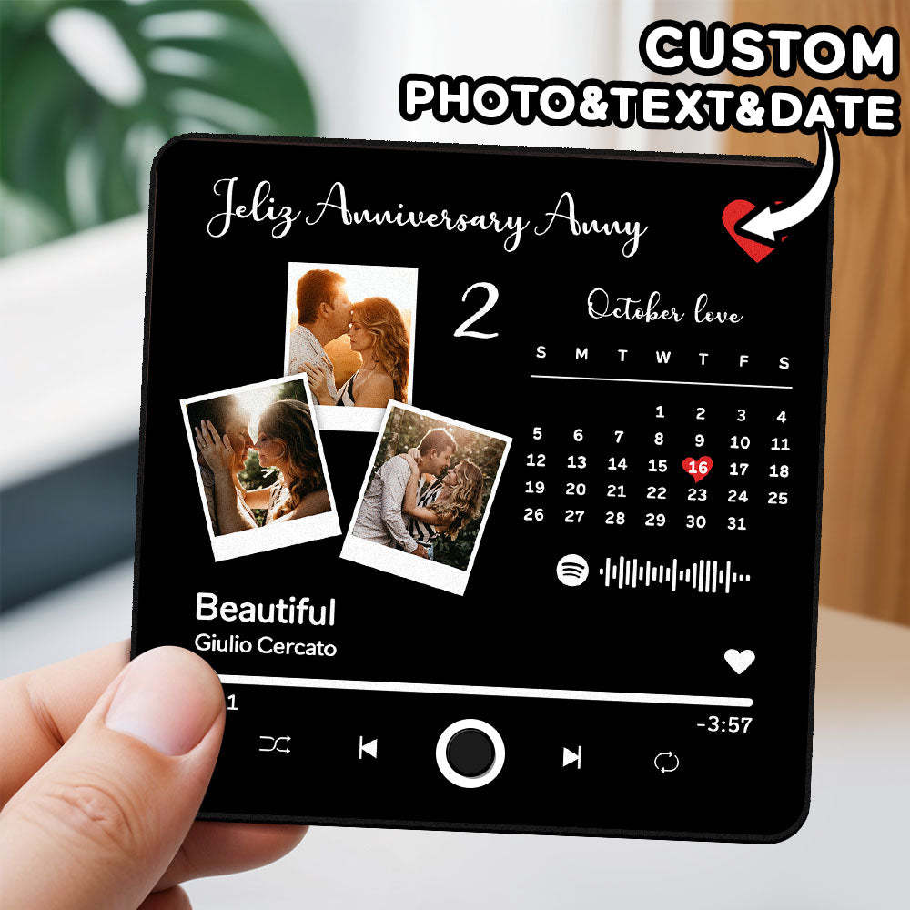 Custom Photo Album Music Fridge Magnet Heart Photo Custom Phone Music Fridge Magnet Pro Valentine Gift For Couple-MyFaceSocksAu