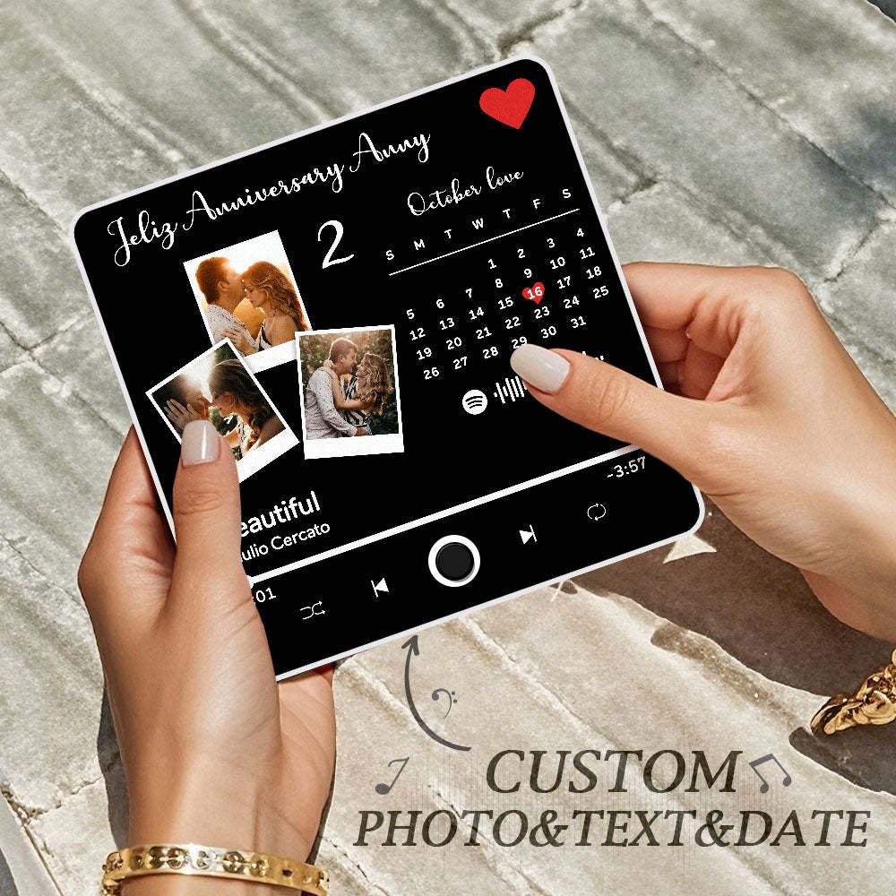 Custom Photo Album Music Fridge Magnet Heart Photo Custom Phone Music Fridge Magnet Pro Valentine Gift For Couple-MyFaceSocksAu