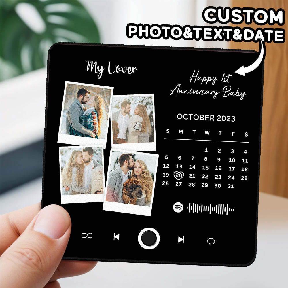 Custom Photo Album Music Fridge Magnet Heart Photo Custom Phone Music Fridge Magnet Pro Valentine Gift For Couple-MyFaceSocksAu
