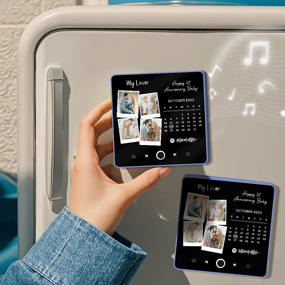 Custom Photo Album Music Fridge Magnet Heart Photo and Date Music Fridge Personalized Phone Music Fridge Magnet Pro - MyFaceSocksAU