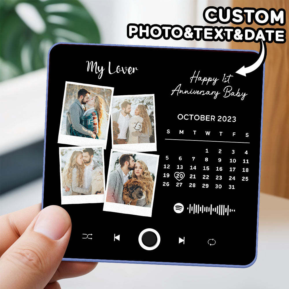 Custom Photo Album Music Fridge Magnet Heart Photo Custom Phone Music Fridge Magnet Pro Valentine Gift For Couple-MyFaceSocksAu