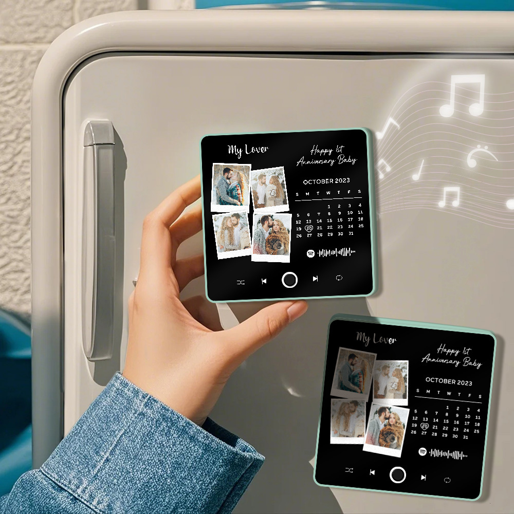 Custom Photo Album Music Fridge Magnet Heart Photo and Date Music Fridge Personalized Phone Music Fridge Magnet Pro - MyFaceSocksAU