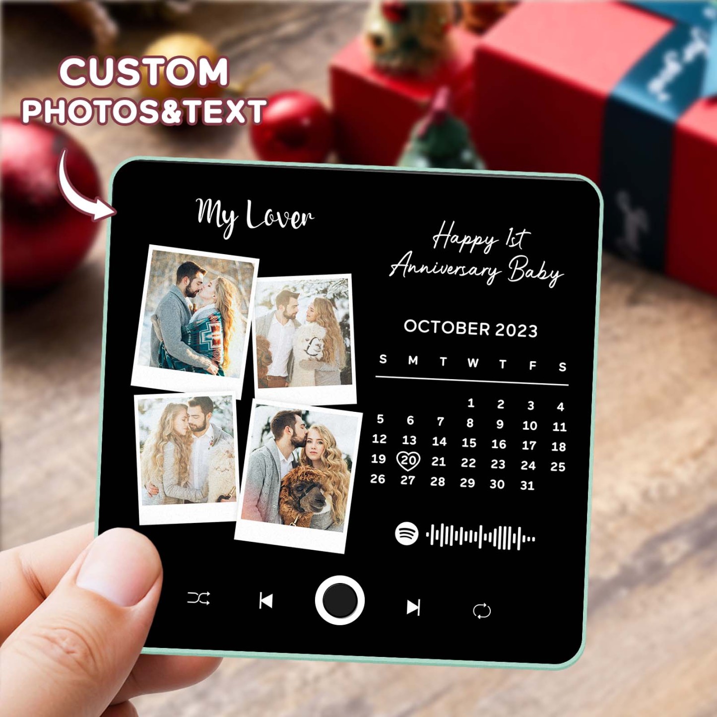 Custom Photo Album Music Fridge Magnet Heart Photo and Date Music Fridge Personalized Phone Music Fridge Magnet Pro - MyFaceSocksAU