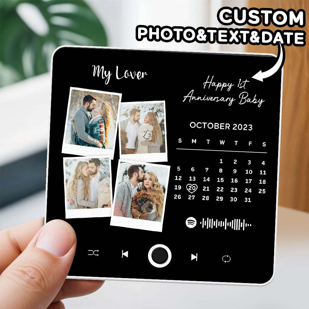 Custom Photo Album Music Fridge Magnet Heart Photo Custom Phone Music Fridge Magnet Pro Valentine Gift For Couple-MyFaceSocksAu