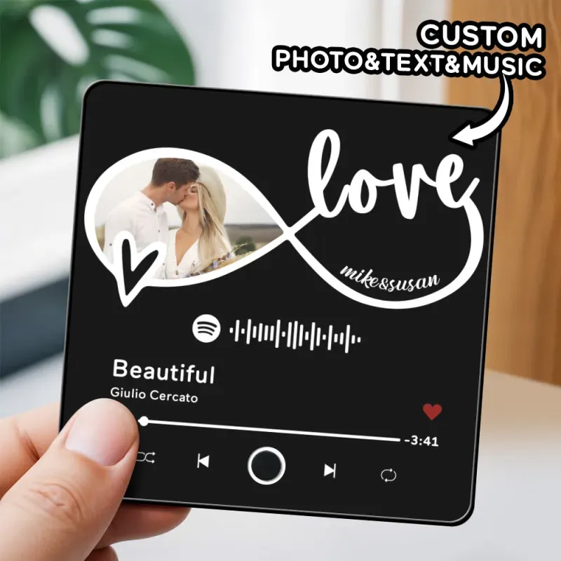 Custom Photo Album Music Fridge Magnet Heart Photo Custom Phone Music Fridge Magnet Pro Valentine Gift For Couple-MyFaceSocksAu