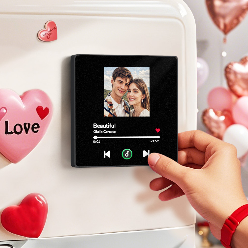 Custom Music Fridge Magnet Colorful Frame Album Fridge Magnet Music Wall Photo Sticker Music Movement That Can Be Played Valentine Gift for Couple - MyFaceSocksAU