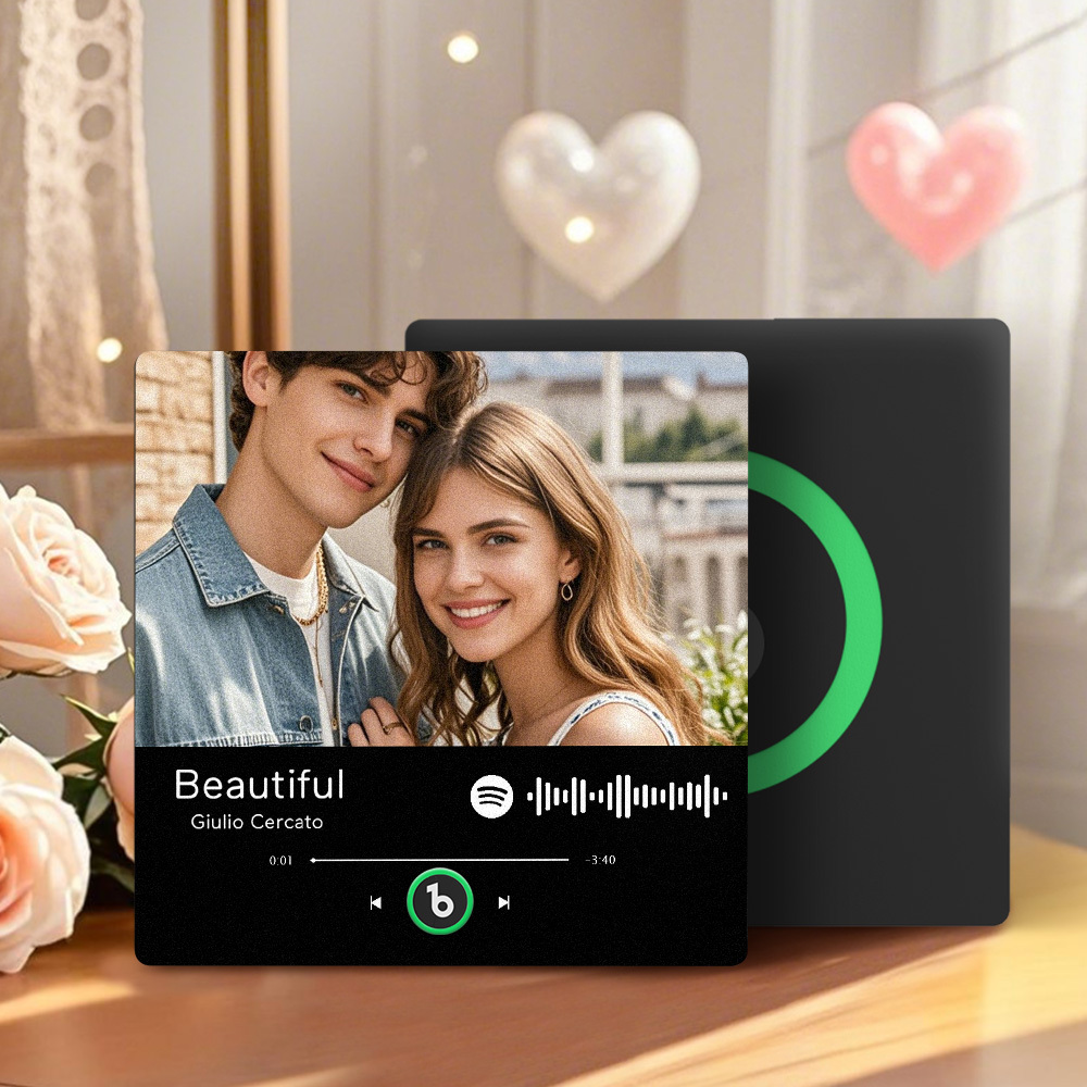 Custom Music Fridge Magnet Colorful Frame Album Fridge Magnet Music Wall Photo Sticker Music Movement That Can Be Played Valentine Gift for Couple - MyFaceSocksAU
