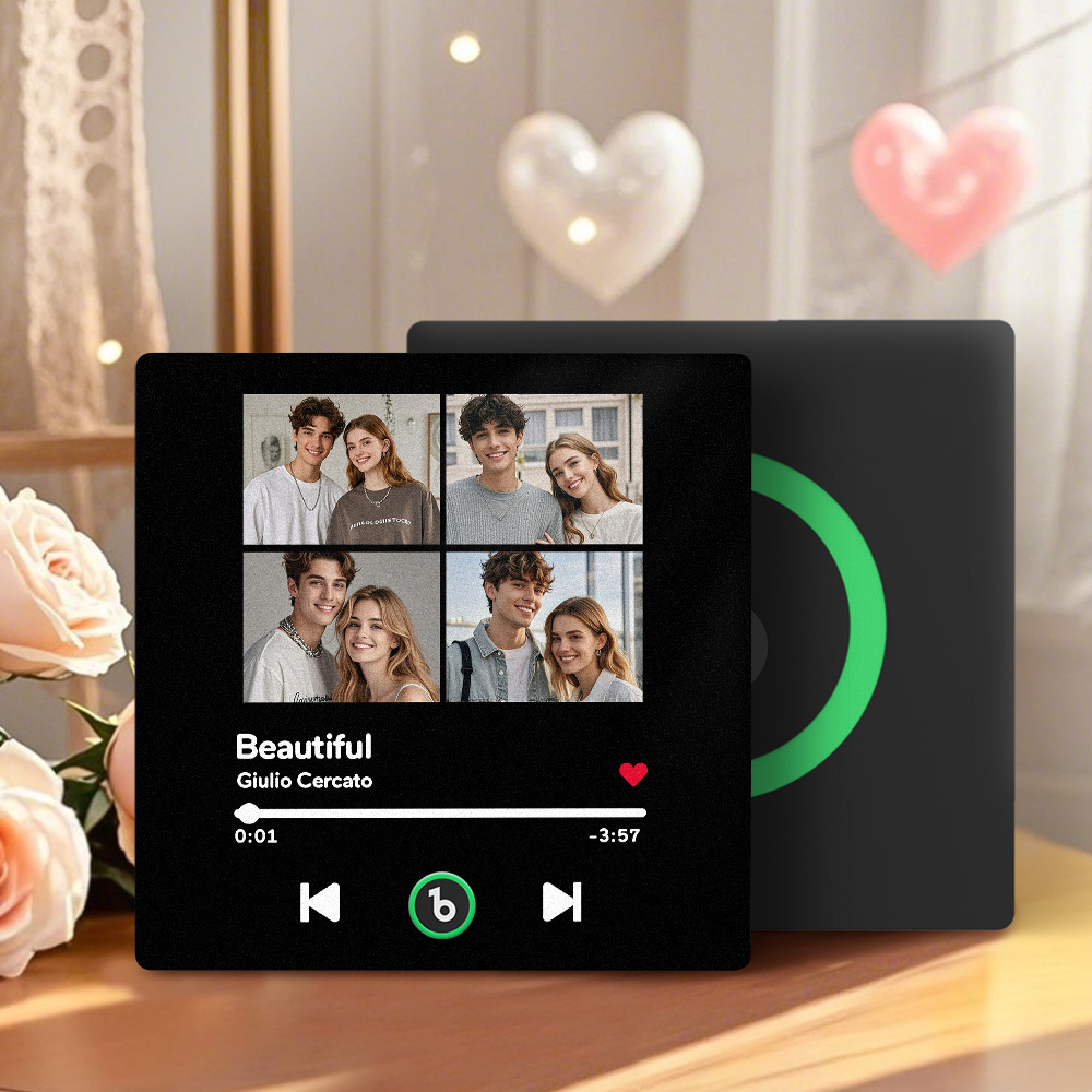 Custom Music Fridge Magnet Colorful Frame Album Fridge Magnet Music Wall Photo Sticker Music Movement That Can Be Played Valentine Gift for Couple - MyFaceSocksAU