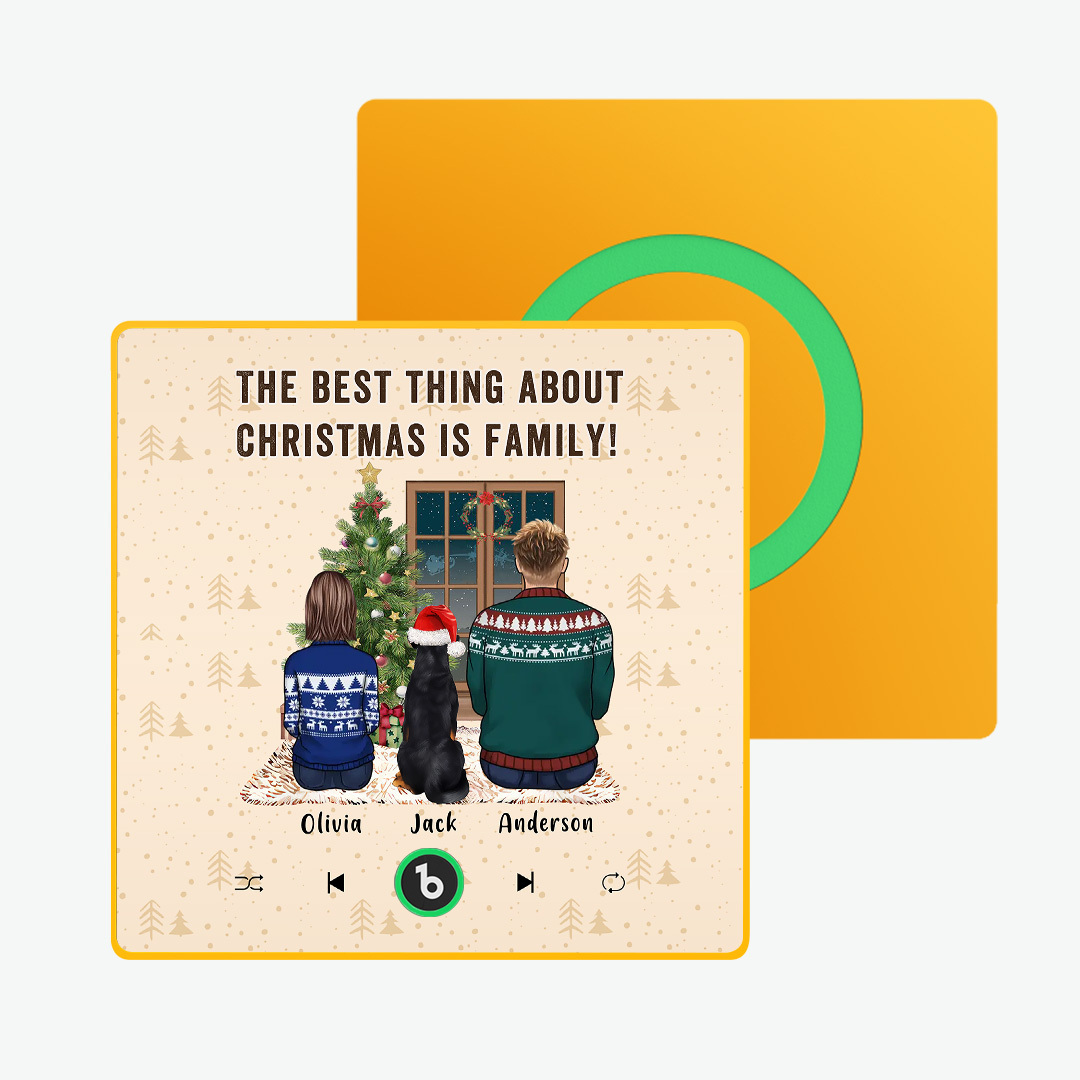 Custom Music Fridge Frame Magnet Custom Portrait Merry Christmas Custom Music Magnets Can Play Songs The Best Thing About Christmas Is Family-MyFaceSocksAu