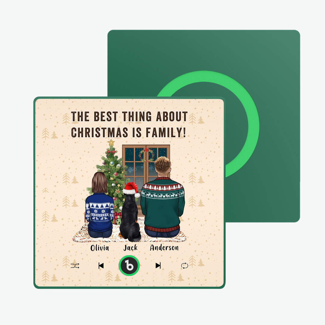 Custom Music Fridge Frame Magnet Custom Portrait Merry Christmas Custom Music Magnets Can Play Songs The Best Thing About Christmas Is Family-MyFaceSocksAu