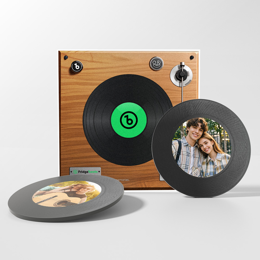 Father's Day Gift Custom Music & Photo Fridge Magnet Can Customize 1-6 Vinyl and Songs - MyFaceSocksAU