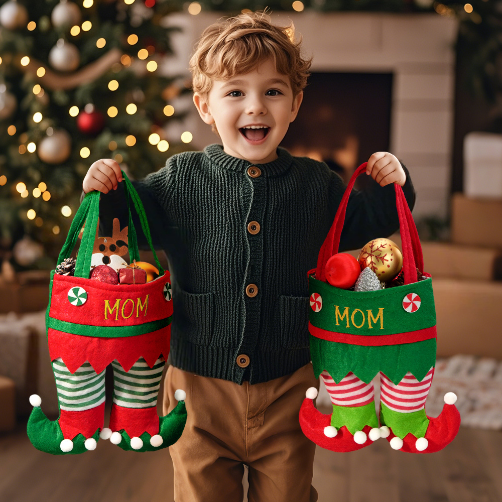 Custom Name Christmas Gifts Stocking Jingle Bell Elf Pants Personalized Stocking for family - MyFaceSocksAU