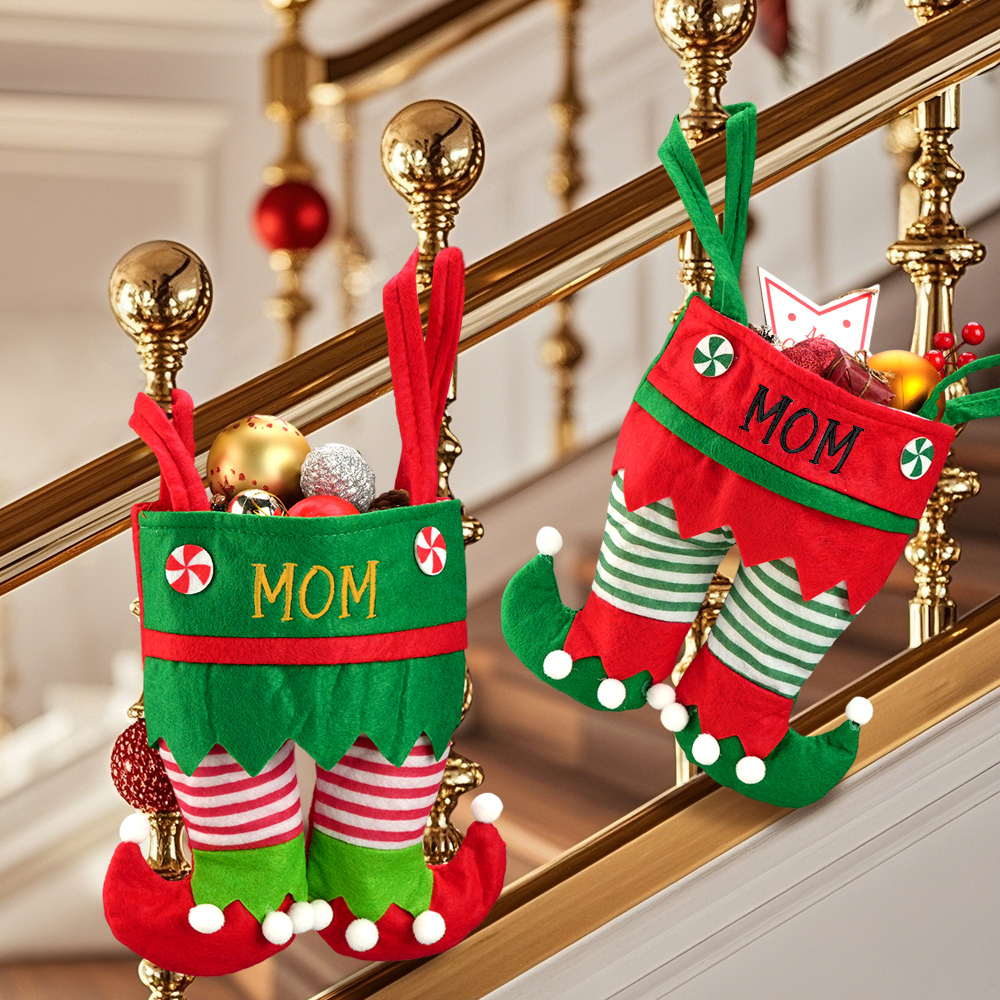 Custom Name Christmas Gifts Stocking Jingle Bell Elf Pants Personalized Stocking for family - MyFaceSocksAU