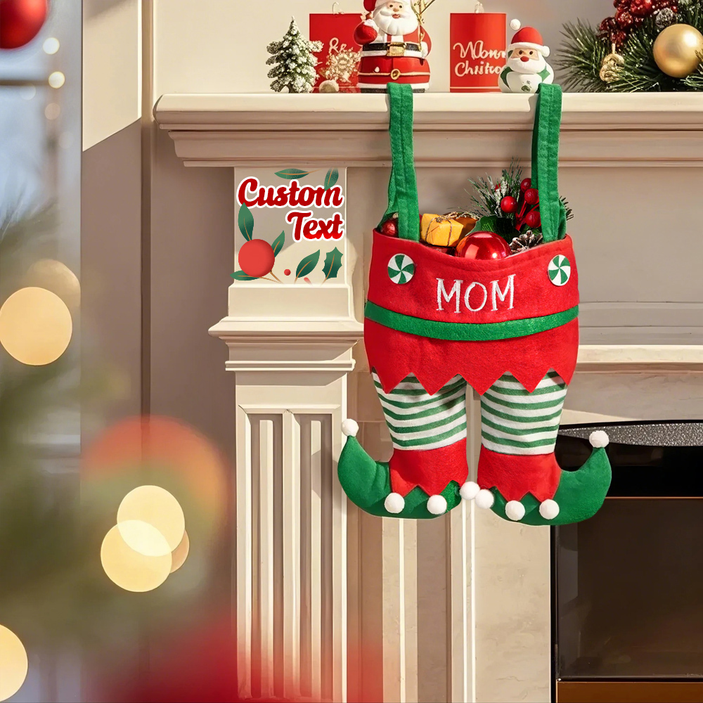 Custom Name Christmas Gifts Stocking Jingle Bell Elf Pants Personalized Stocking for family - MyFaceSocksAU