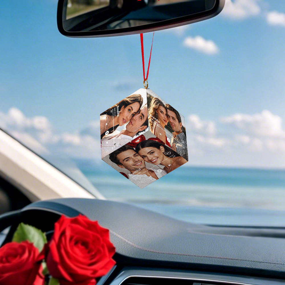 Custom Photo and Music Cube Ornament Couple Personalized Wooden Cube Ornament Valentine Gift For Husband Wife - MyFaceSocksAU