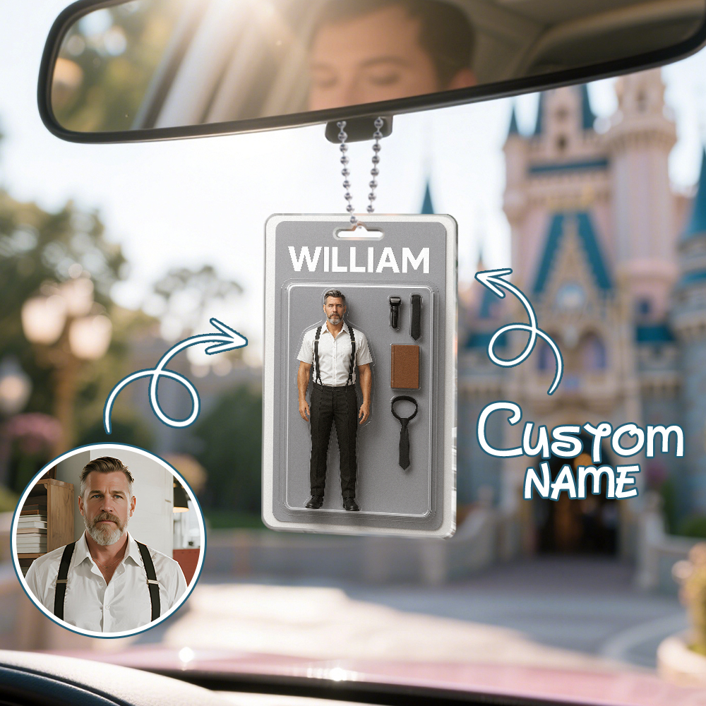 Fully Body Customizable Action Figure Pack Packaging Toy Box Style Art Gift Personalized Acrylic Car Hanger Gift for Him-MyFaceSocksAu