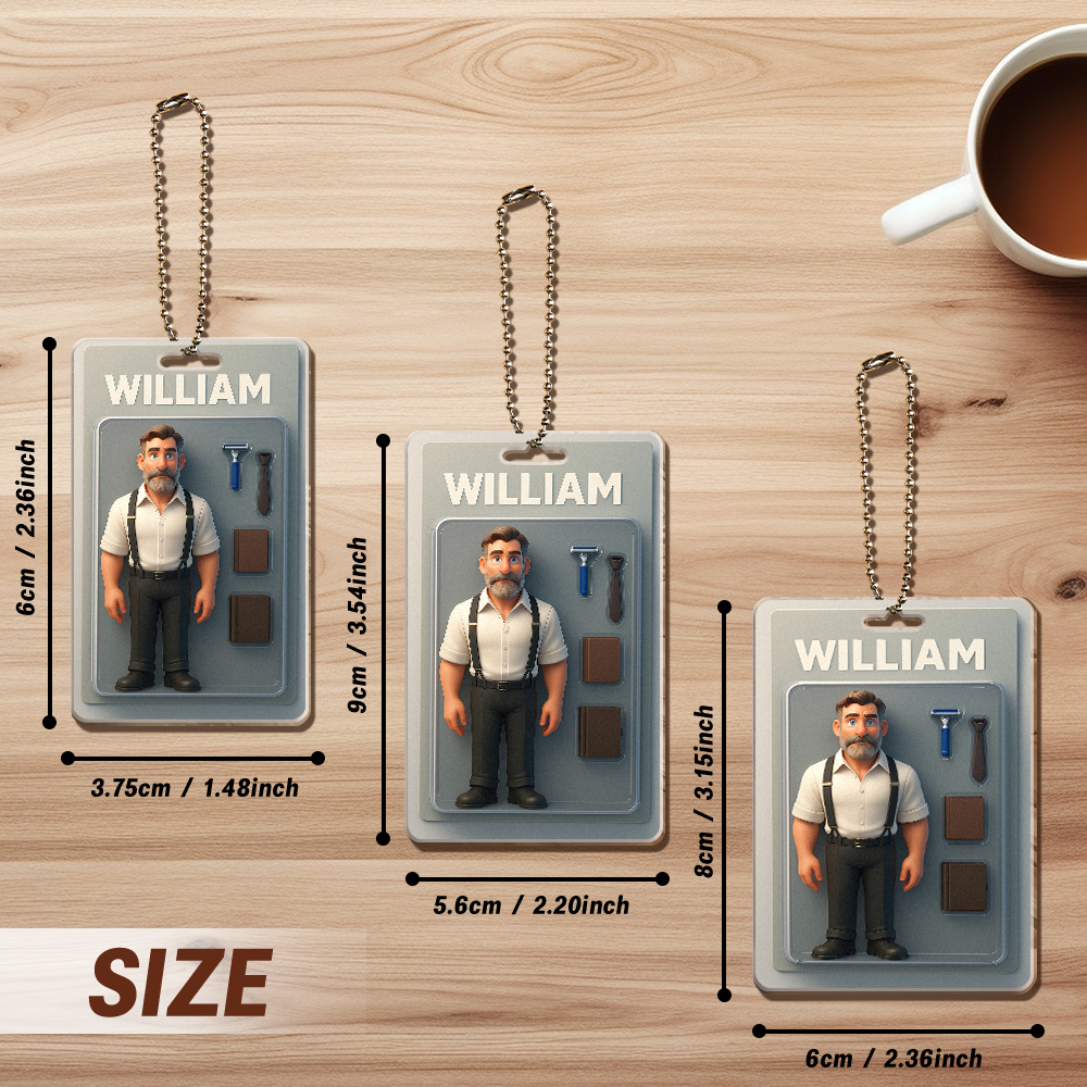 Fully Body Customizable Action Figure Pack Packaging Toy Box Style Art Gift Personalized Acrylic Car Hanger Gift for Him-MyFaceSocksAu
