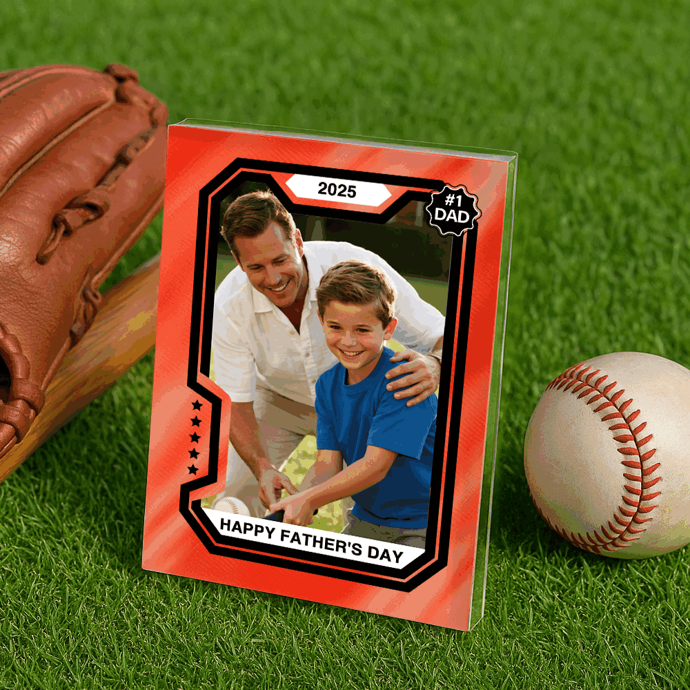 Premium Personalized Baseball Card Acrylic Block Custom Photo Plaque Father’s Day Gift for Dad Husband or Sports Lovers - MyFaceSocksAU