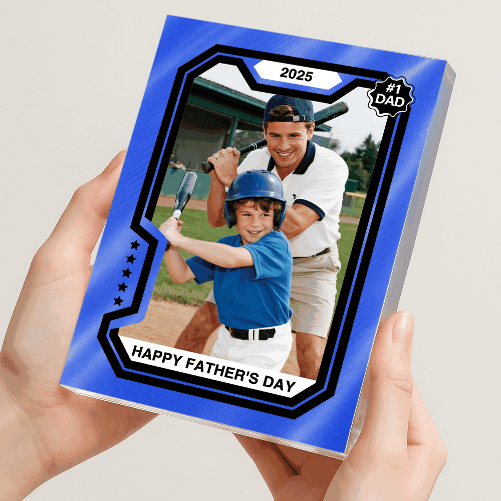 Premium Personalized Baseball Card Acrylic Block Custom Photo Plaque Father’s Day Gift for Dad Husband or Sports Lovers - MyFaceSocksAU