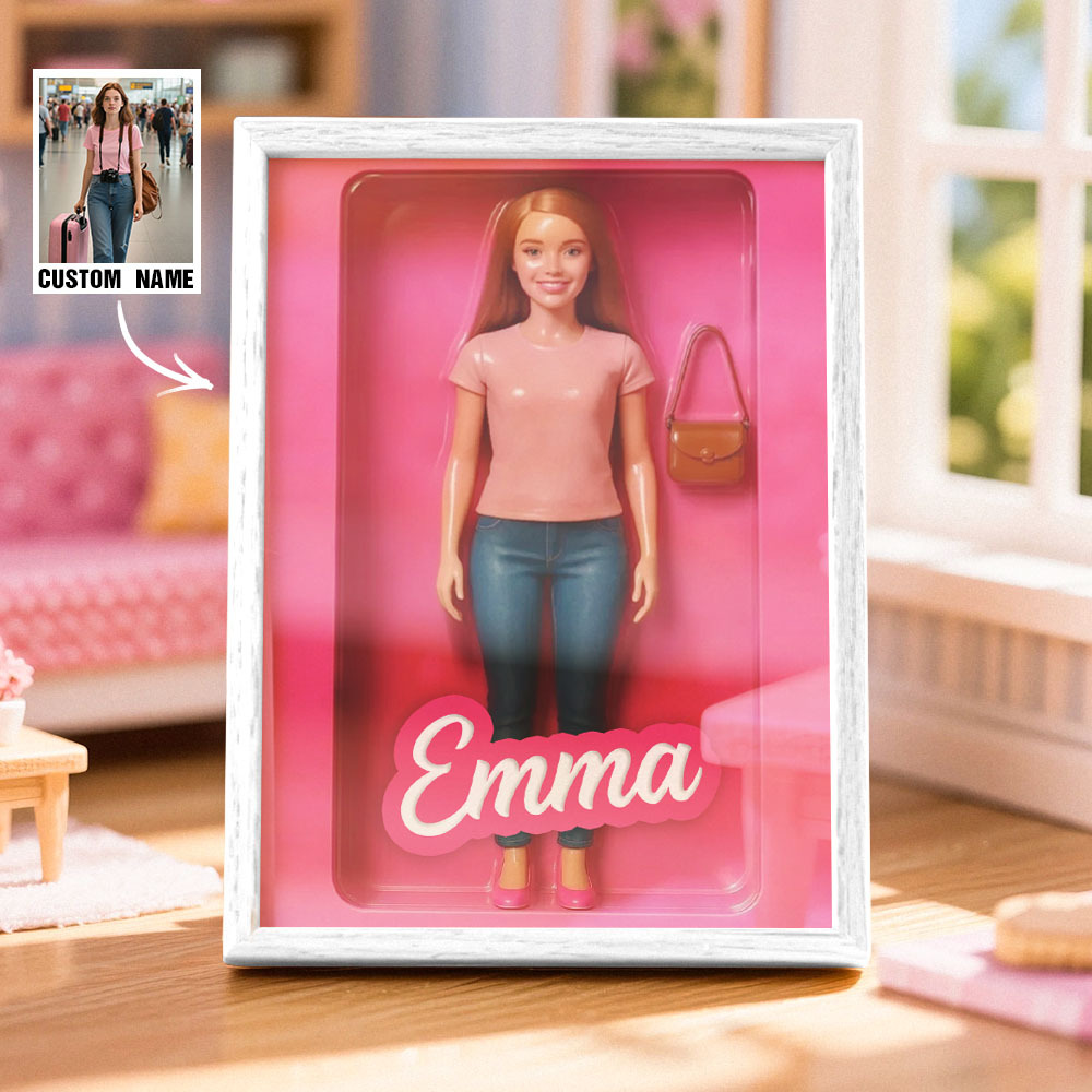 Custom DollInspired Display Gift Personalized Mini You in Framed Box with Name & Outfit - MyFaceSocksAU