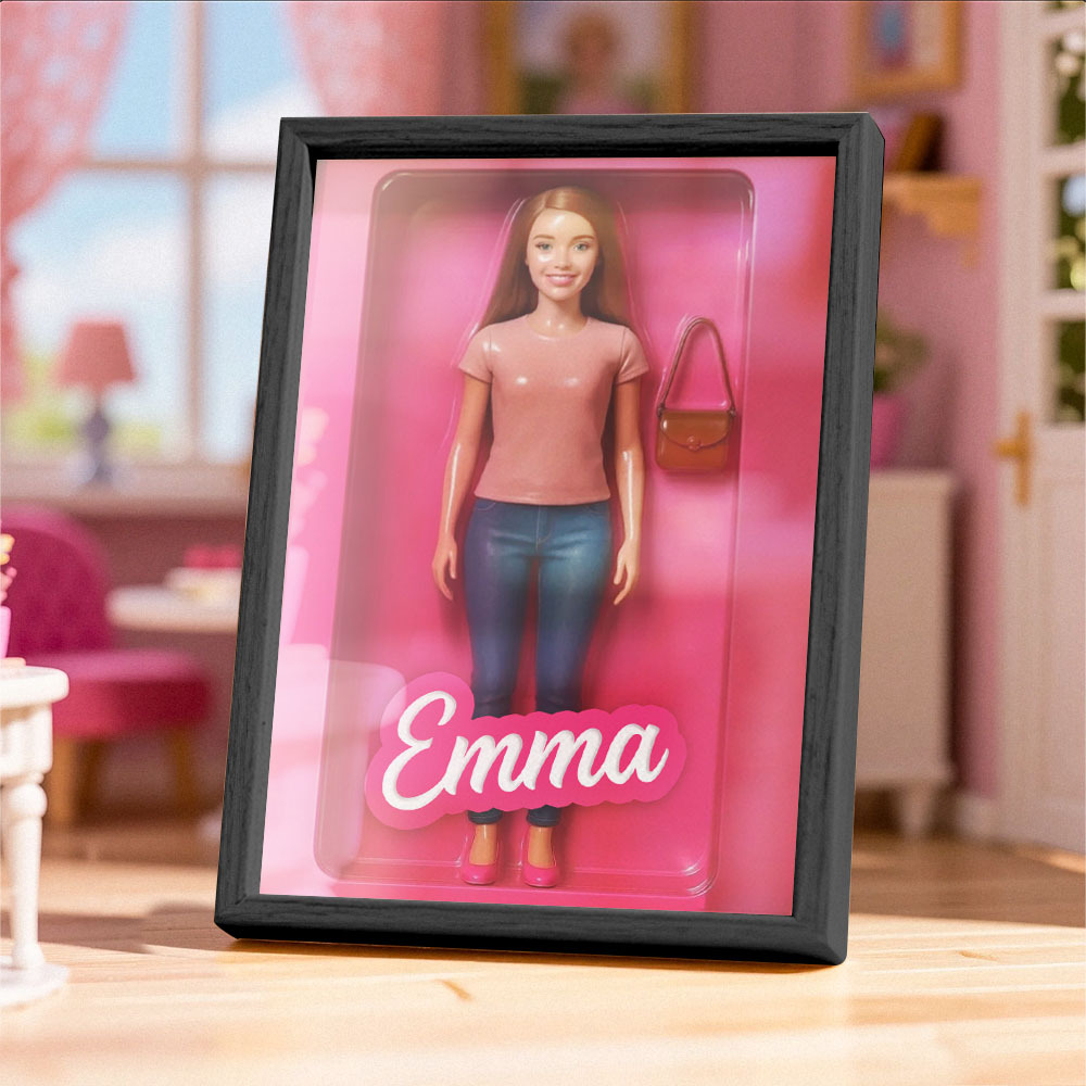 Custom DollInspired Display Gift Personalized Mini You in Framed Box with Name & Outfit - MyFaceSocksAU