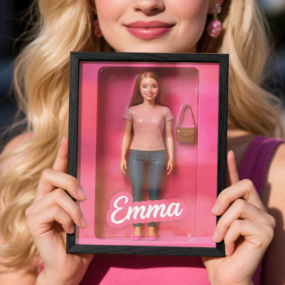 Custom DollInspired Display Gift Personalized Mini You in Framed Box with Name & Outfit - MyFaceSocksAU