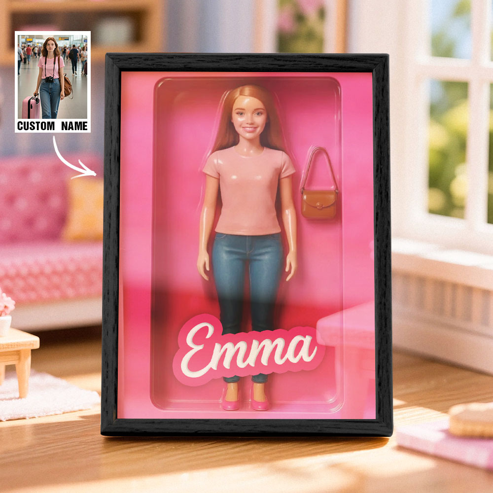 Custom DollInspired Display Gift Personalized Mini You in Framed Box with Name & Outfit - MyFaceSocksAU