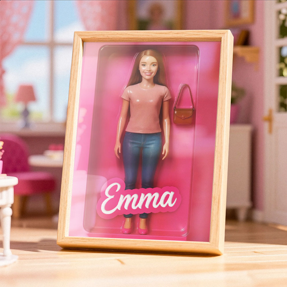 Custom DollInspired Display Gift Personalized Mini You in Framed Box with Name & Outfit - MyFaceSocksAU